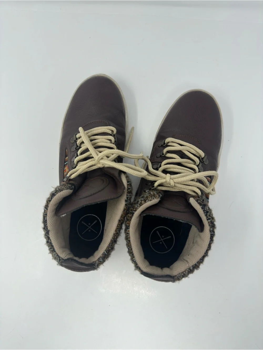 Inkkas Brown Leather Camping Boots Size 9 Handwoven Granola Girl Outdoor Hiking